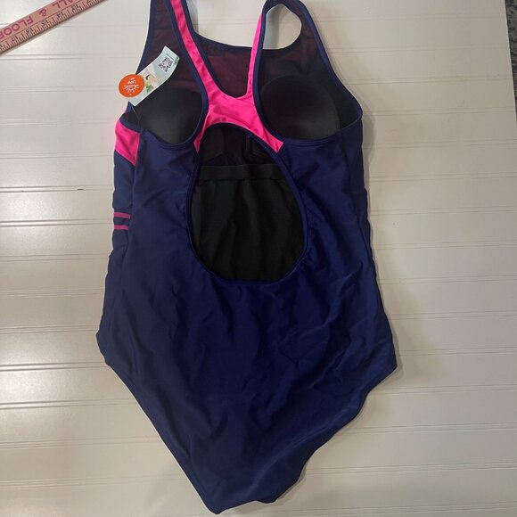 My Charmo XL One Piece Swimsuit Racerback Athletic Padded No Wires Blue Pink T1 - Picture 6 of 8